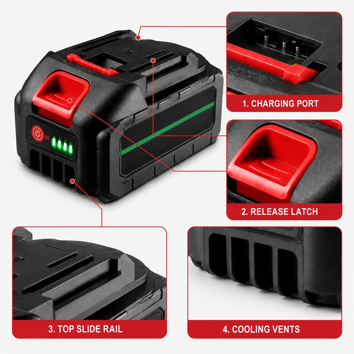 48V Li-Ion Rechargeable 4000mah Battery Pack for Cordless Power Tools